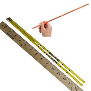 NEW Set (2) Long Oversized SLIM PENCIL 14.5" Yellow BEST FRIEND School Pencils